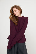 Marie Wool Peplum Sweater - Bordeaux
