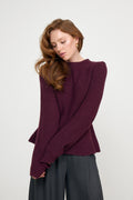 Marie Wool Peplum Sweater - Bordeaux