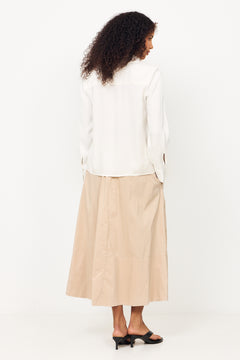 Jonna Reg Ls Open Collar Shirt - Egret