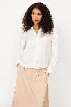 Jonna Reg Ls Open Collar Shirt - Egret