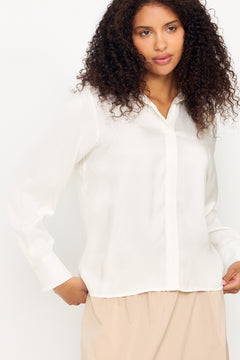 Jonna Reg Ls Open Collar Shirt - Egret
