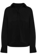 Jonna Reg Ls Open Collar Shirt - Black