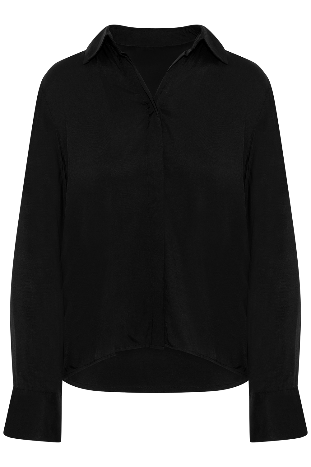 Jonna Reg Ls Open Collar Shirt - Black