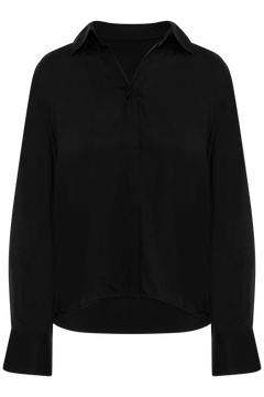 Jonna Reg Ls Open Collar Shirt - Black