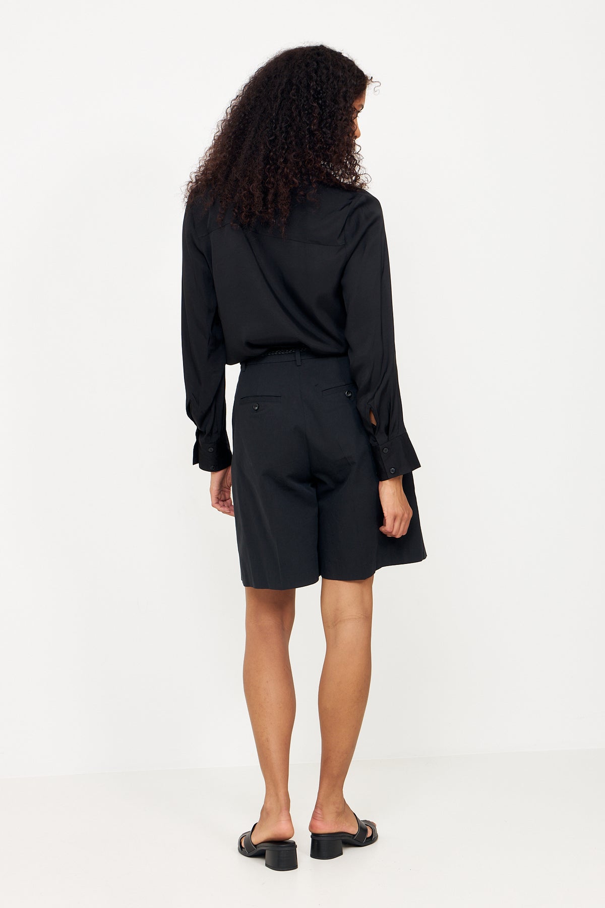 Jonna Reg Ls Open Collar Shirt - Black