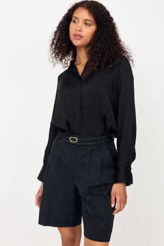 Jonna Reg Ls Open Collar Shirt - Black
