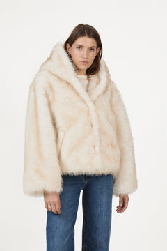Astrid Faux Fur Jacket - Creme