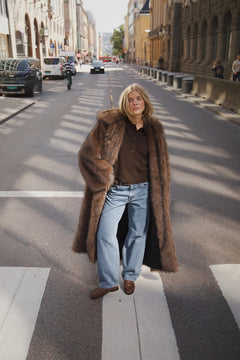 Astrid Faux Fur Coat - Chocolate Brown