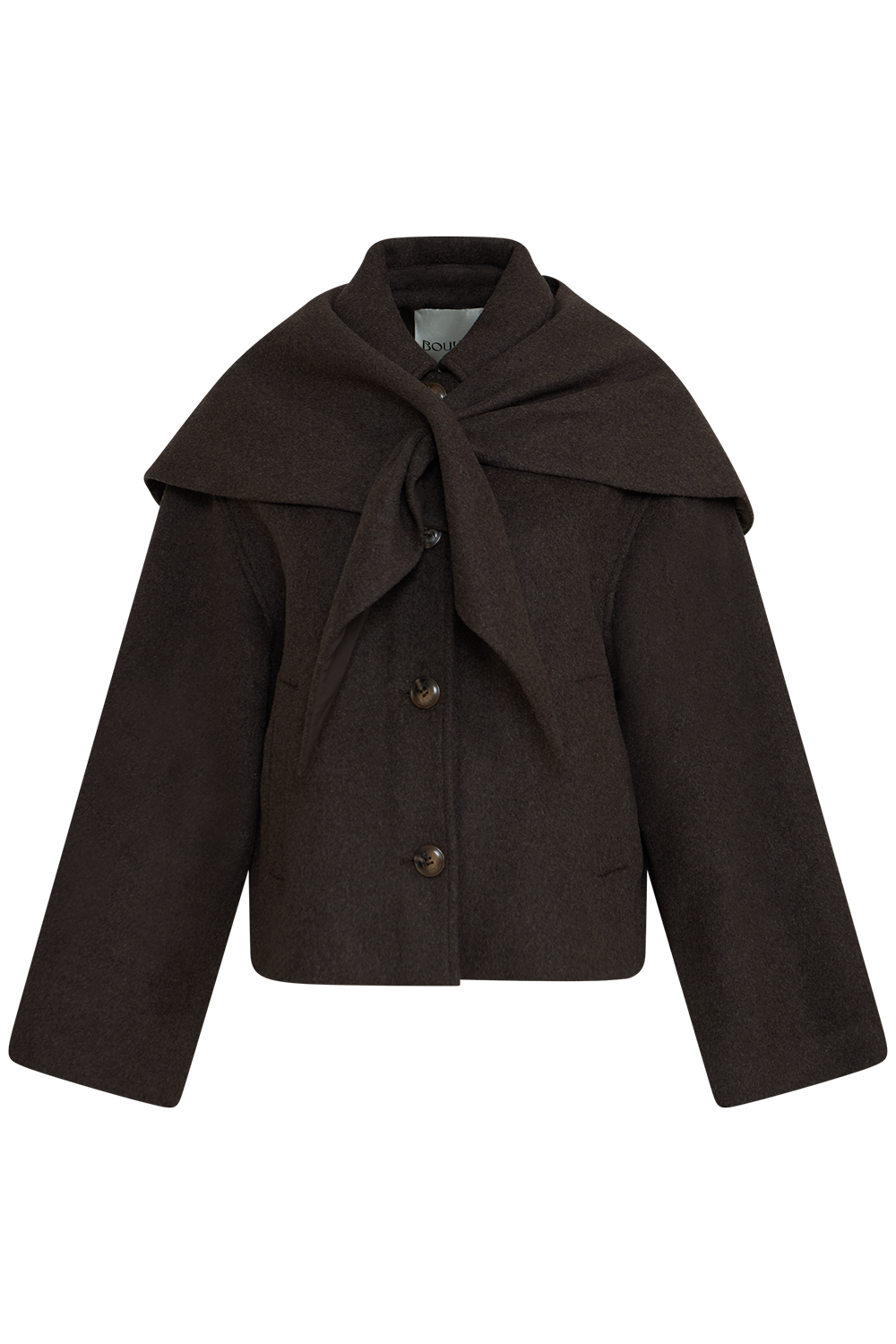 Stephanie Wool Scarf Jacket - Chocolate Brown