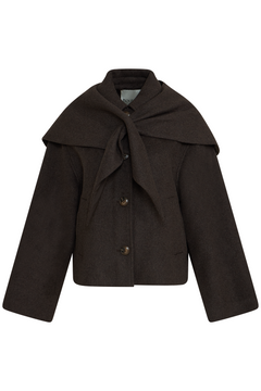 Stephanie Wool Scarf Jacket - Chocolate Brown