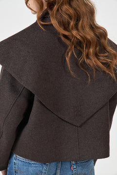 Stephanie Wool Scarf Jacket - Chocolate Brown