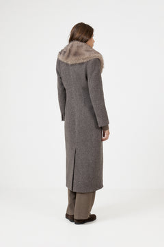 Elsie Wool Faux Fur Coat - Brown