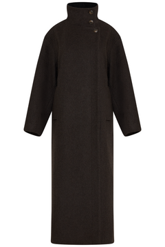 Caroline Wool Funnel Coat - Chocolate Brown