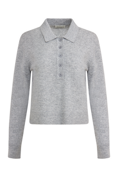 Carina Cashmere Polo Knit - Grey Melange