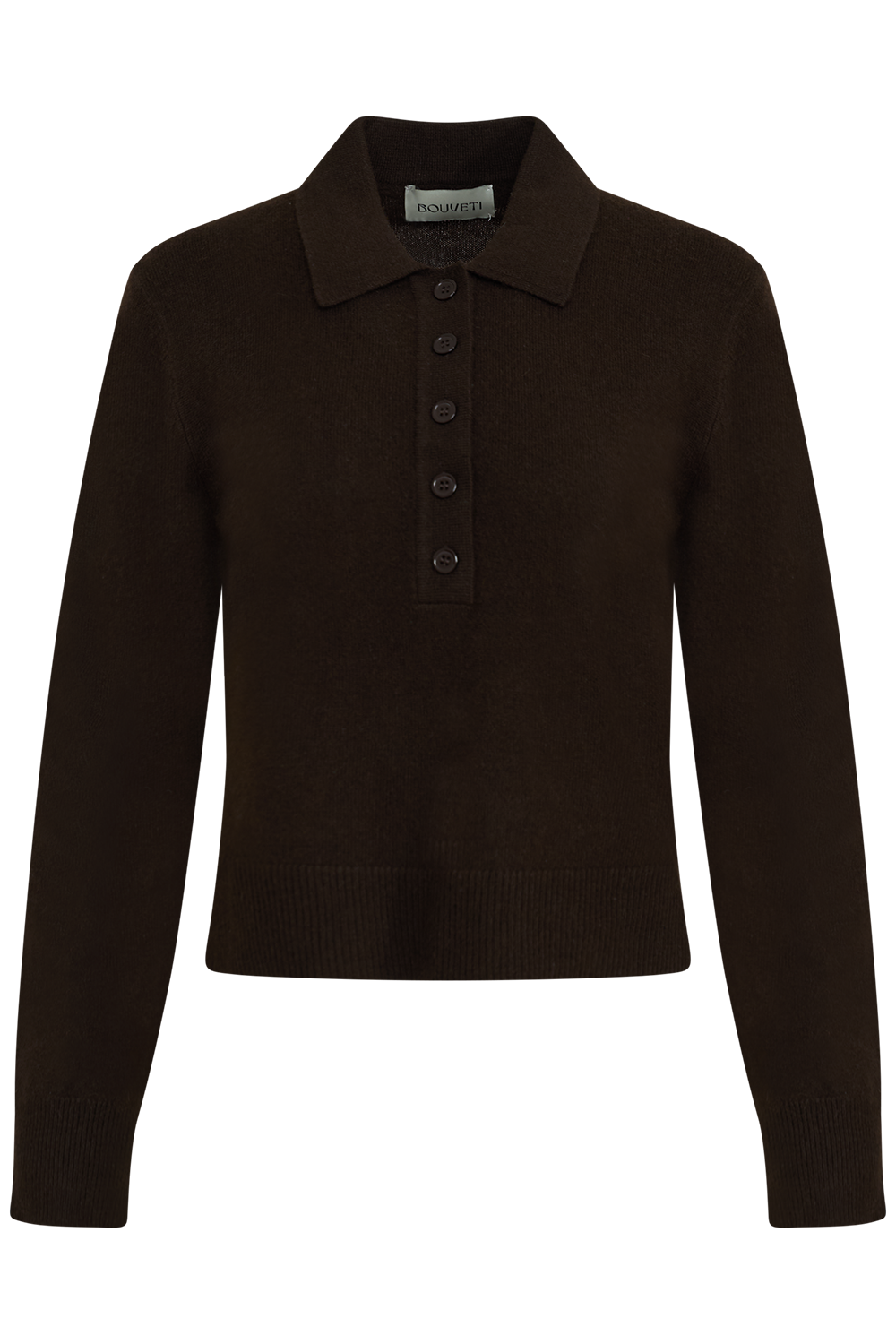 Carina Cashmere Polo Knit - Dark Brown