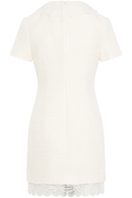 Boucle Lace Trim Mini Dress - Cream