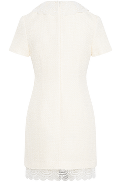 Boucle Lace Trim Mini Dress - Cream