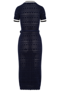 Pointelle Knit Midi Dress - Navy