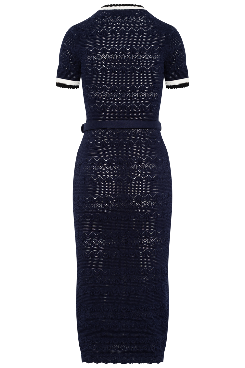 Pointelle Knit Midi Dress - Navy