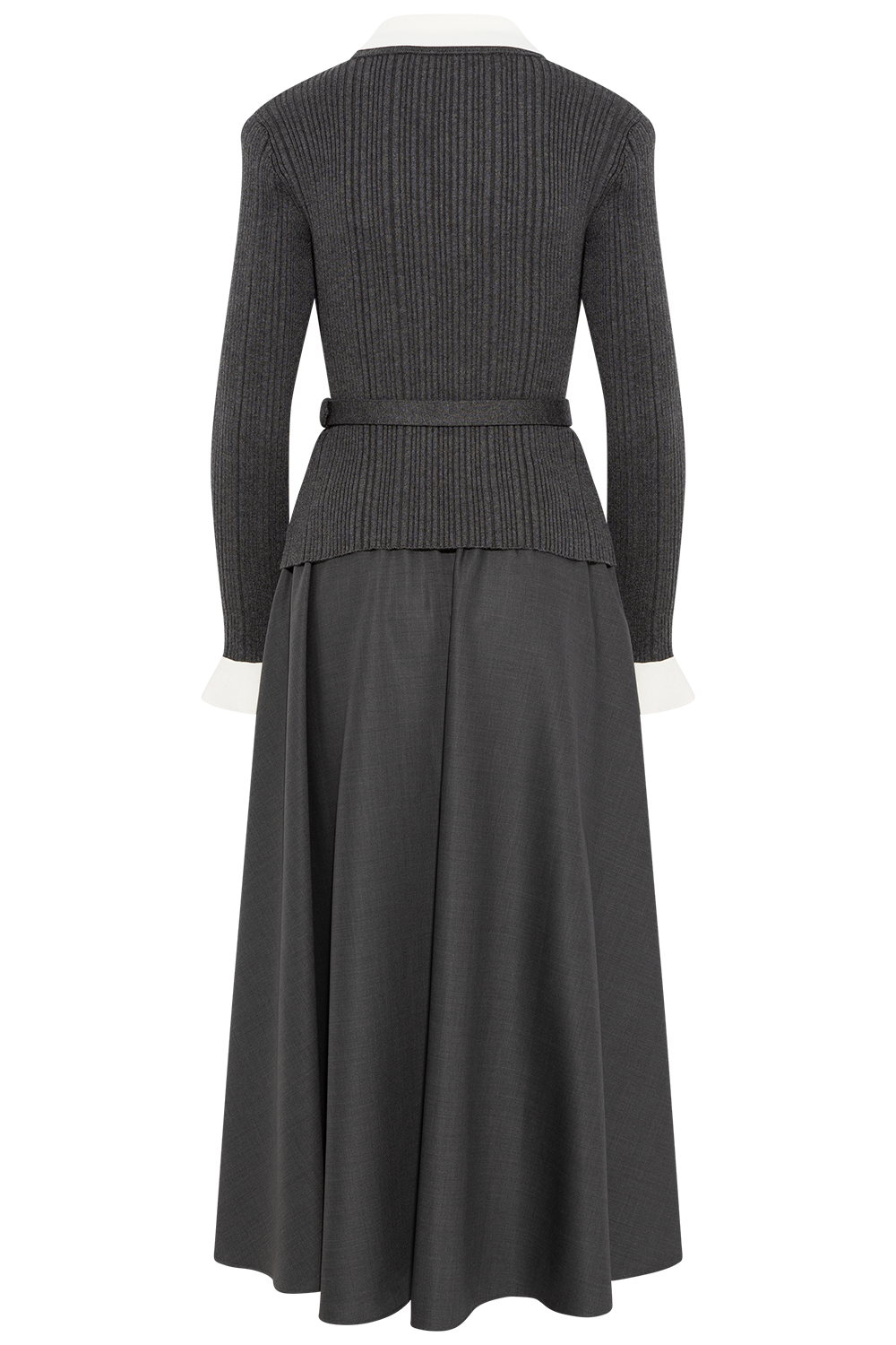 Knit Twill Midi Dress - Grey