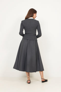 Knit Twill Midi Dress - Grey
