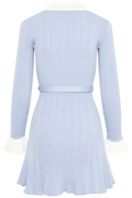 Ribbed Knit Mini Dress - Blue