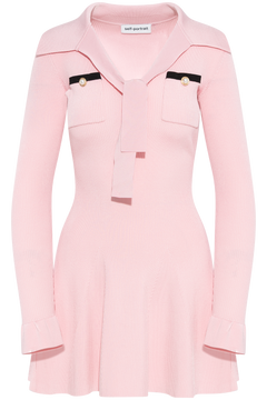 Viscose Knit Tie Mini Dress - Pink