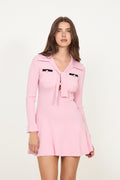 Viscose Knit Tie Mini Dress - Pink