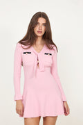Viscose Knit Tie Mini Dress - Pink