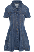 Rhinestone Stripe Denim Mini Dress - Blue