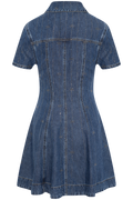 Rhinestone Stripe Denim Mini Dress - Blue