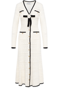 Pointelle Knit Long Cardigan - White