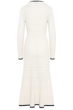 Pointelle Knit Long Cardigan - White