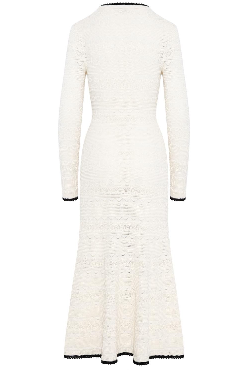 Pointelle Knit Long Cardigan - White