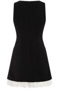 Crepe Bow Lace Mini Dress - Black
