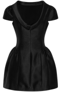 Taffeta Collared Mini Dress - Black