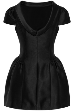 Taffeta Collared Mini Dress - Black