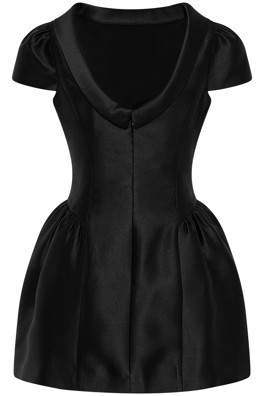 Taffeta Collared Mini Dress - Black