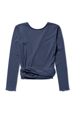 Basic Wrap Sweater  - Washed Blue