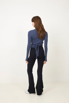 Basic Wrap Sweater  - Washed Blue