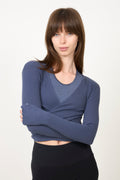 Basic Wrap Sweater  - Washed Blue