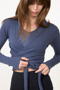 Basic Wrap Sweater  - Washed Blue