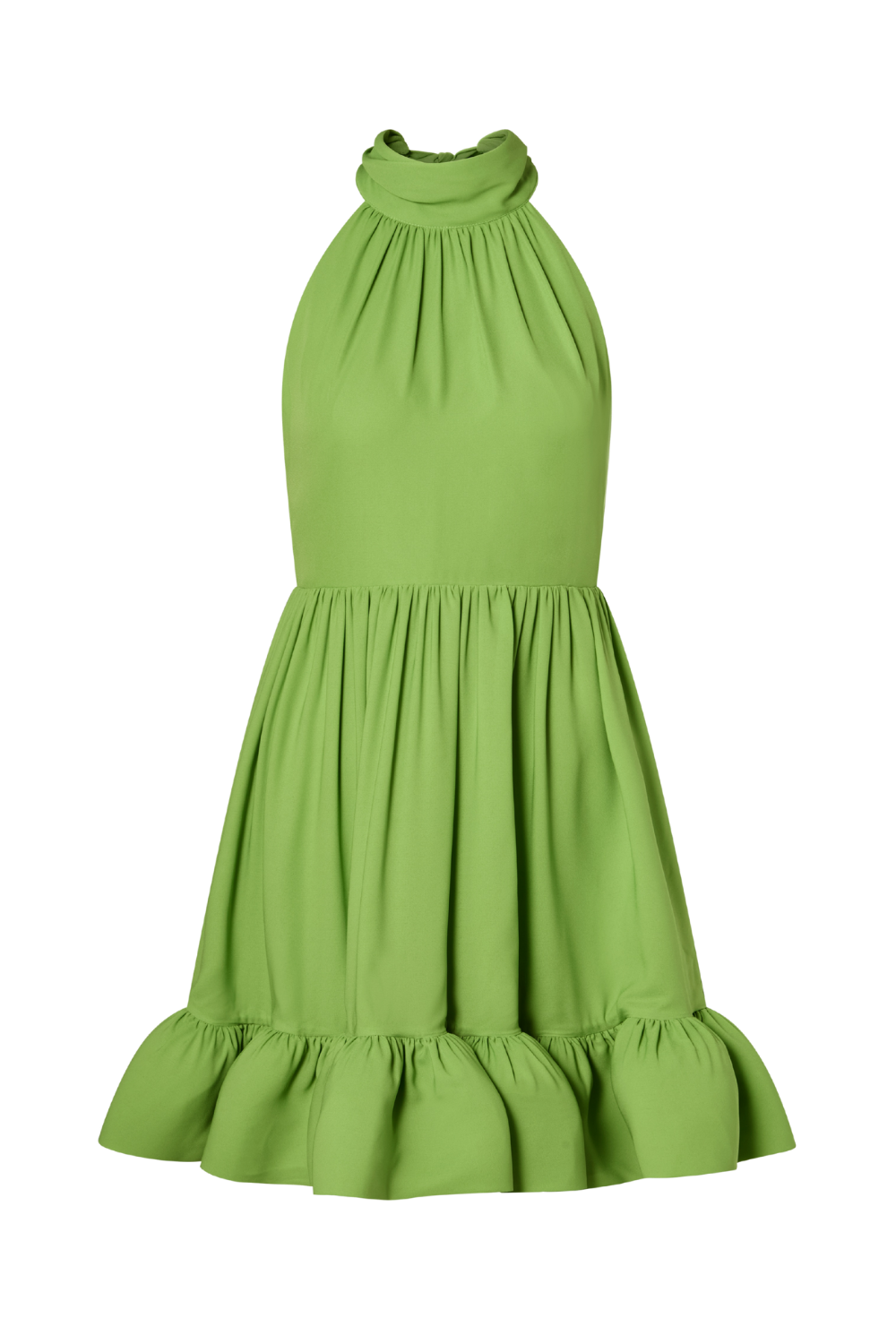 Fern Halterneck Ruffled Mini Dress - Lime