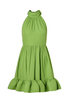 Fern Halterneck Ruffled Mini Dress - Lime