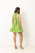 Fern Halterneck Ruffled Mini Dress - Lime