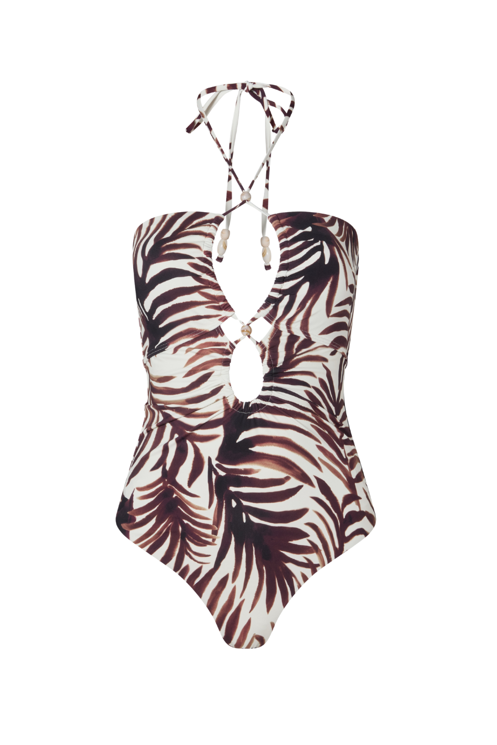 Idalia Bandeau Cut Out Swimsuit - Burnt Leaf