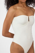 Signature Gold Embellished Bandeau Swimsuit - Vanilla