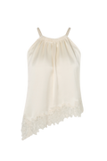 Madina Asymmetric Lace Hem Top - Pearl