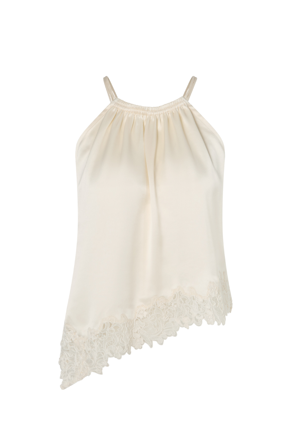 Madina Asymmetric Lace Hem Top - Pearl