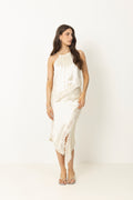 Madina Asymmetric Lace Hem Top - Pearl